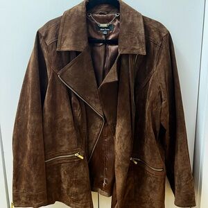 dennis basso Brown Suede Leather Jacket